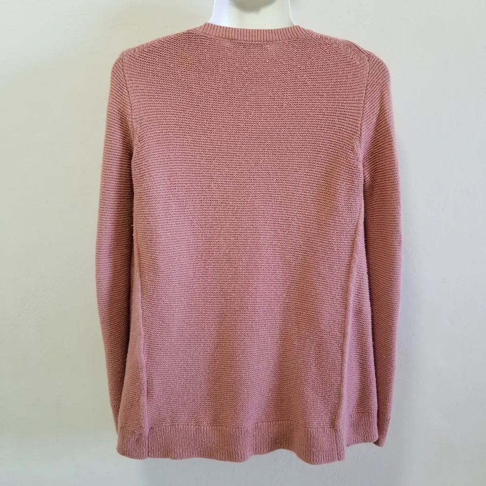 Madewell Sweater Riverside Texture Pink Supersoft Yarn Knit Elliptical Hem XS